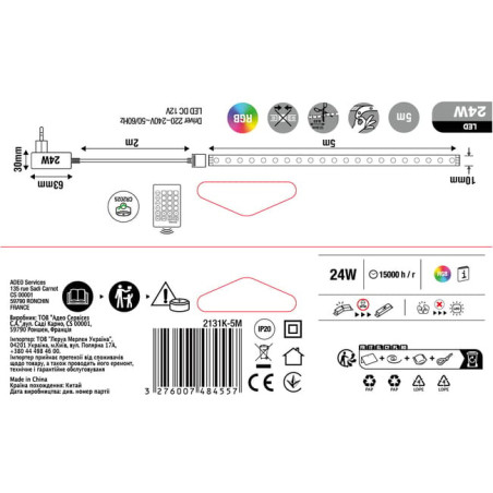 Tira LED 5m 24W IP65 Inspire