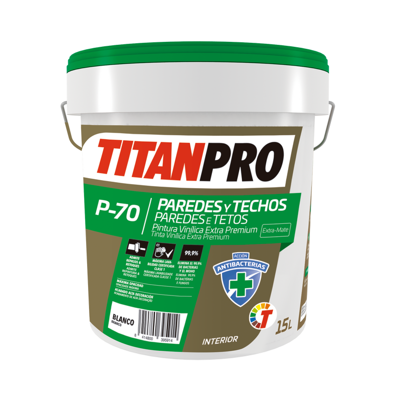 Pintura plástica blanca mate 15L TITANPRO P-70 Pintura plástica blanca mate 15L TITANPRO P-70