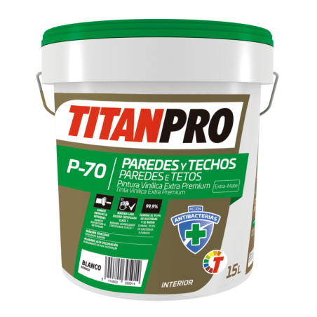 Pintura plástica blanca mate 15L TITANPRO P-70
